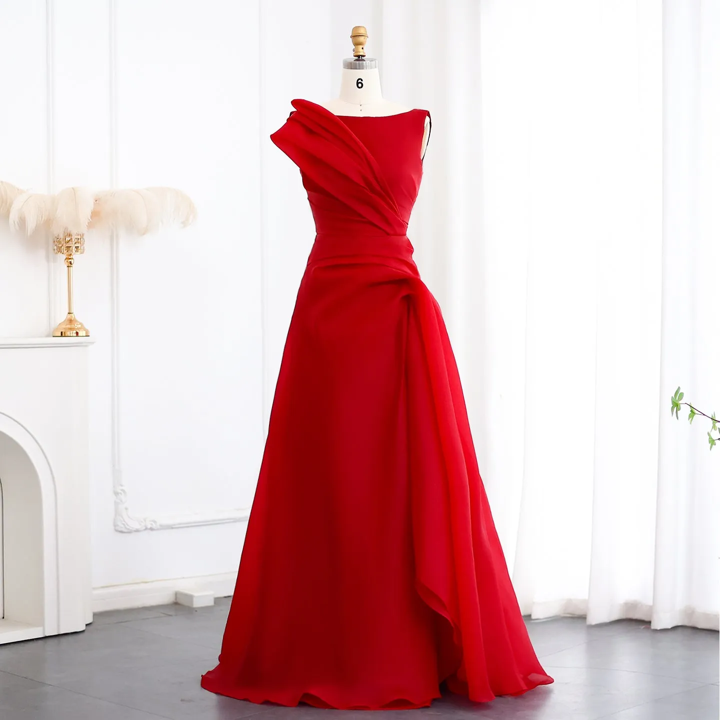 Elegant Burgundy A-Line Evening Dress SF083