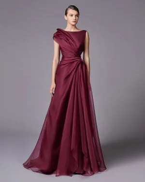 Elegant Burgundy A-Line Evening Dress SF083