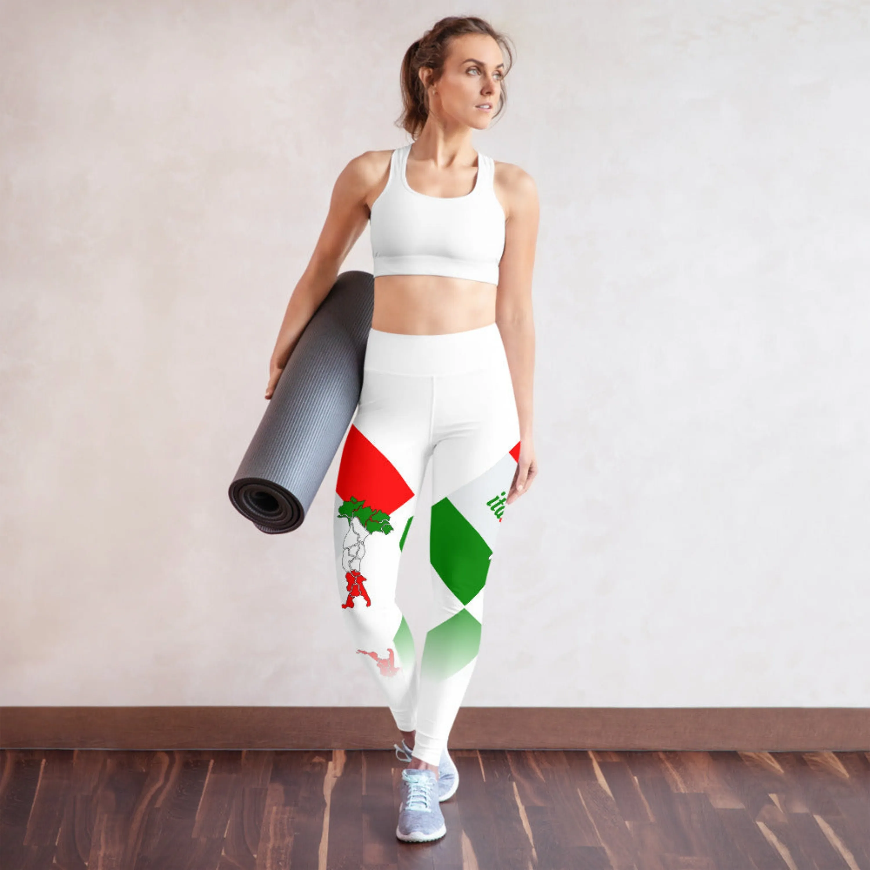 Elegant Italia - Italy Flag And Map All-Over Print Super Soft, Stretchy, Comfortable Yoga Leggings With Pockets