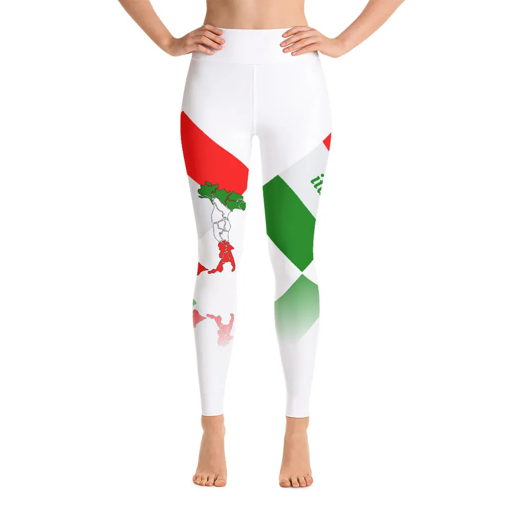 Elegant Italia - Italy Flag And Map All-Over Print Super Soft, Stretchy, Comfortable Yoga Leggings With Pockets