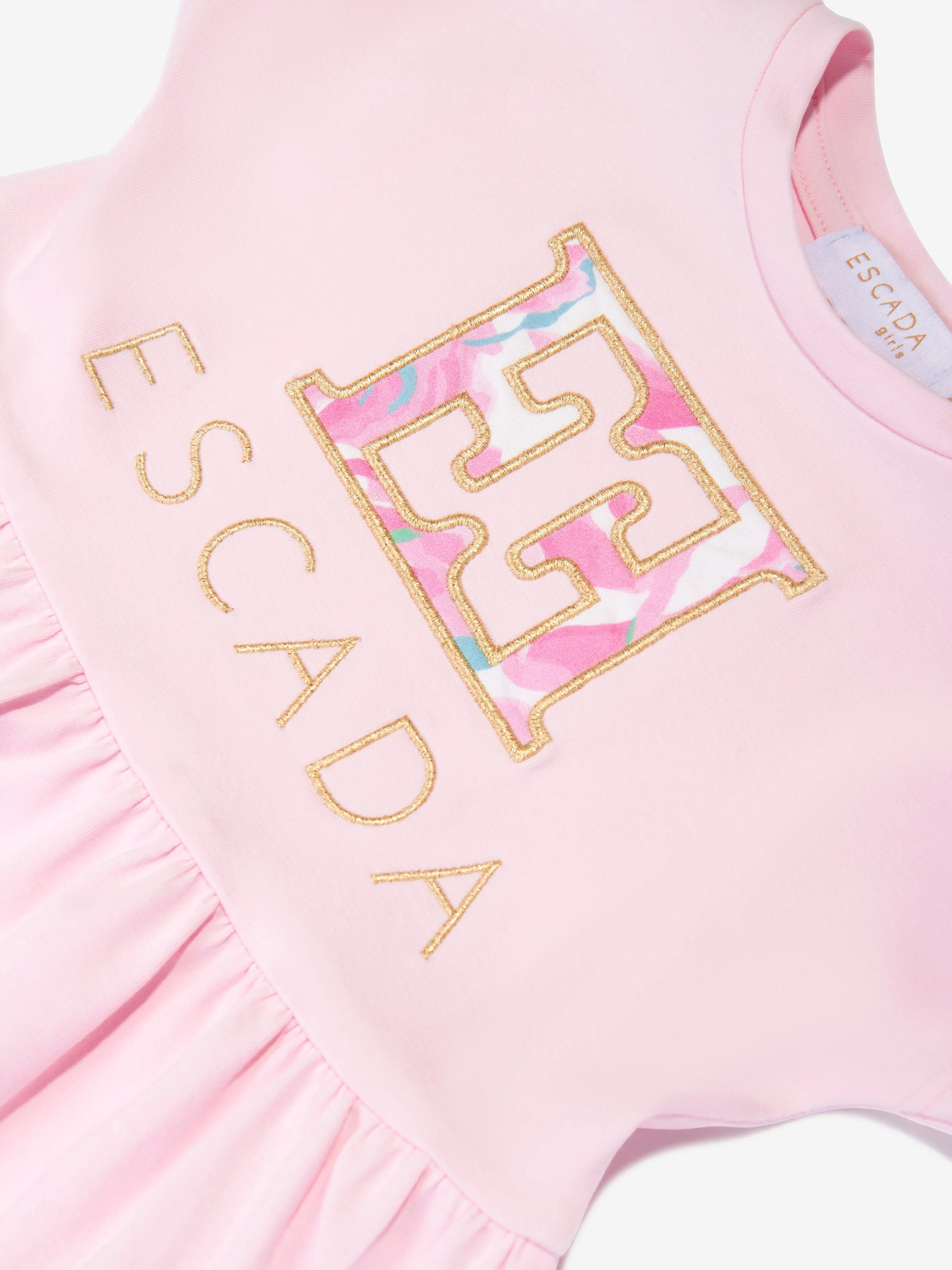 Escada Baby Girls Embroidered Logo T-Shirt Dress in Pink