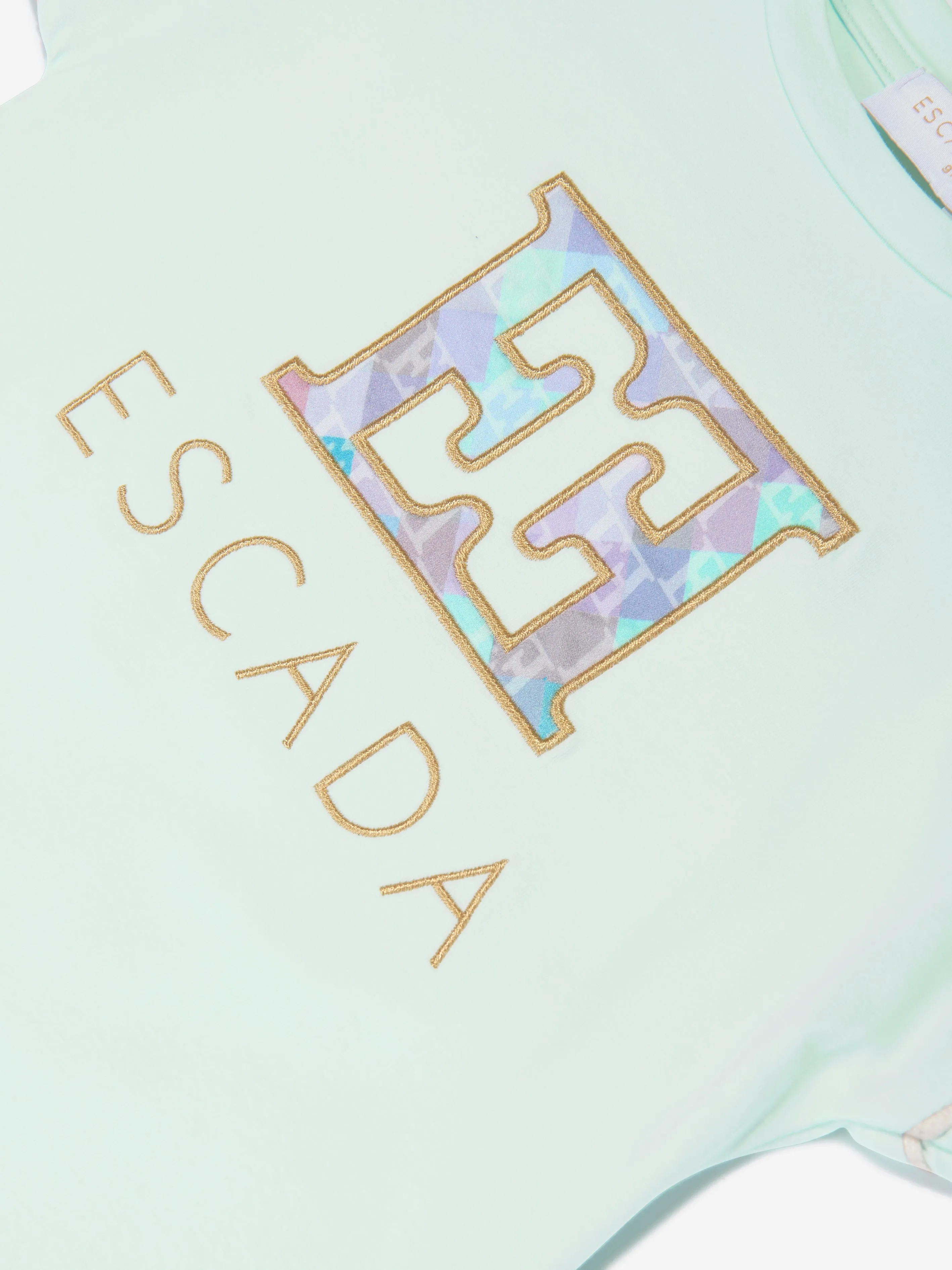 Escada Girls Embroidered Logo T-Shirt Dress in Blue