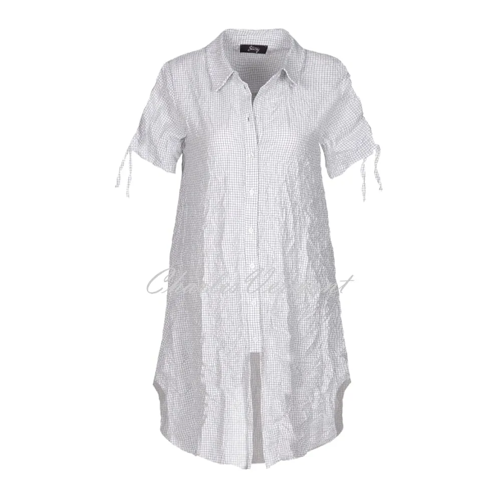 EverSassy Short Sleeve Buttoned Tunic/Dress – Style 62106 (White)