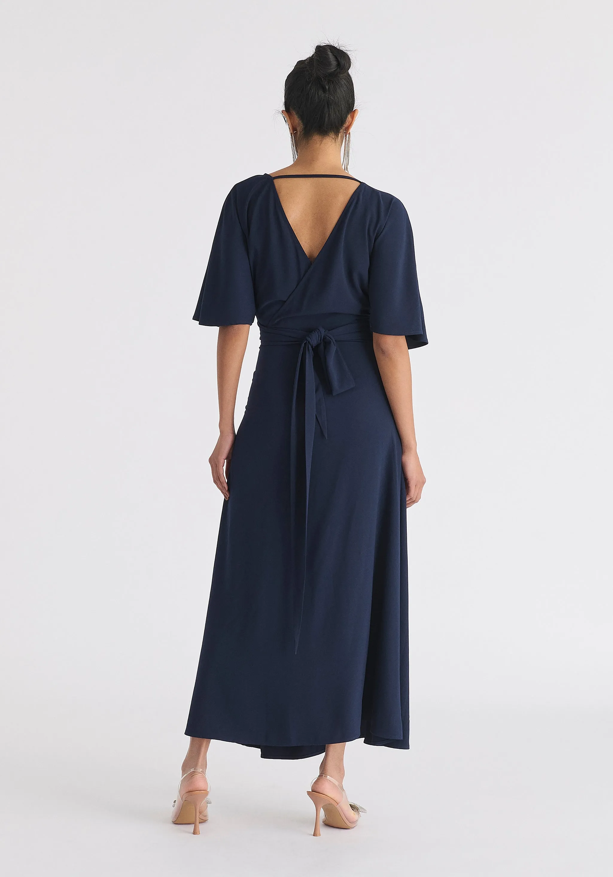 Flare Sleeves Maxi Wrap Dress