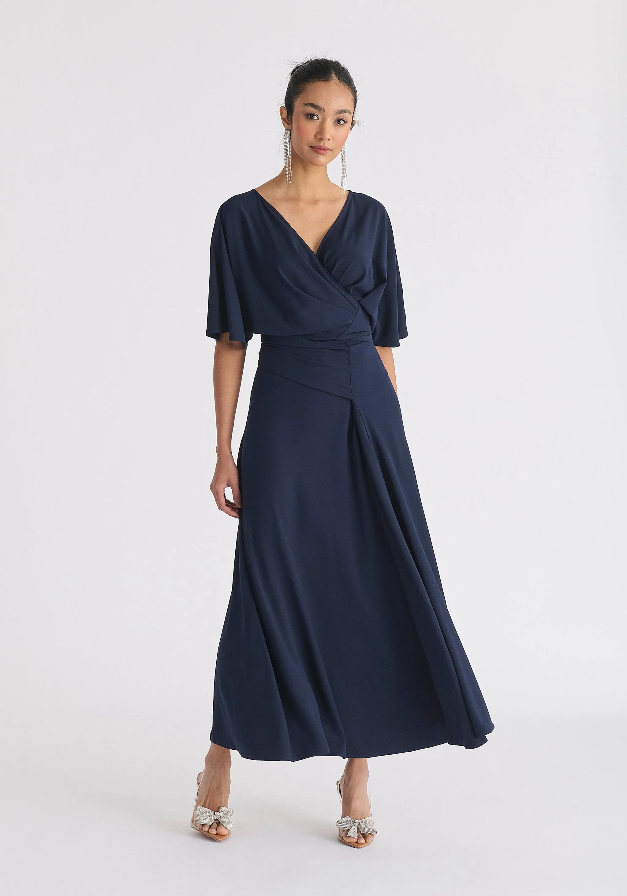 Flare Sleeves Maxi Wrap Dress