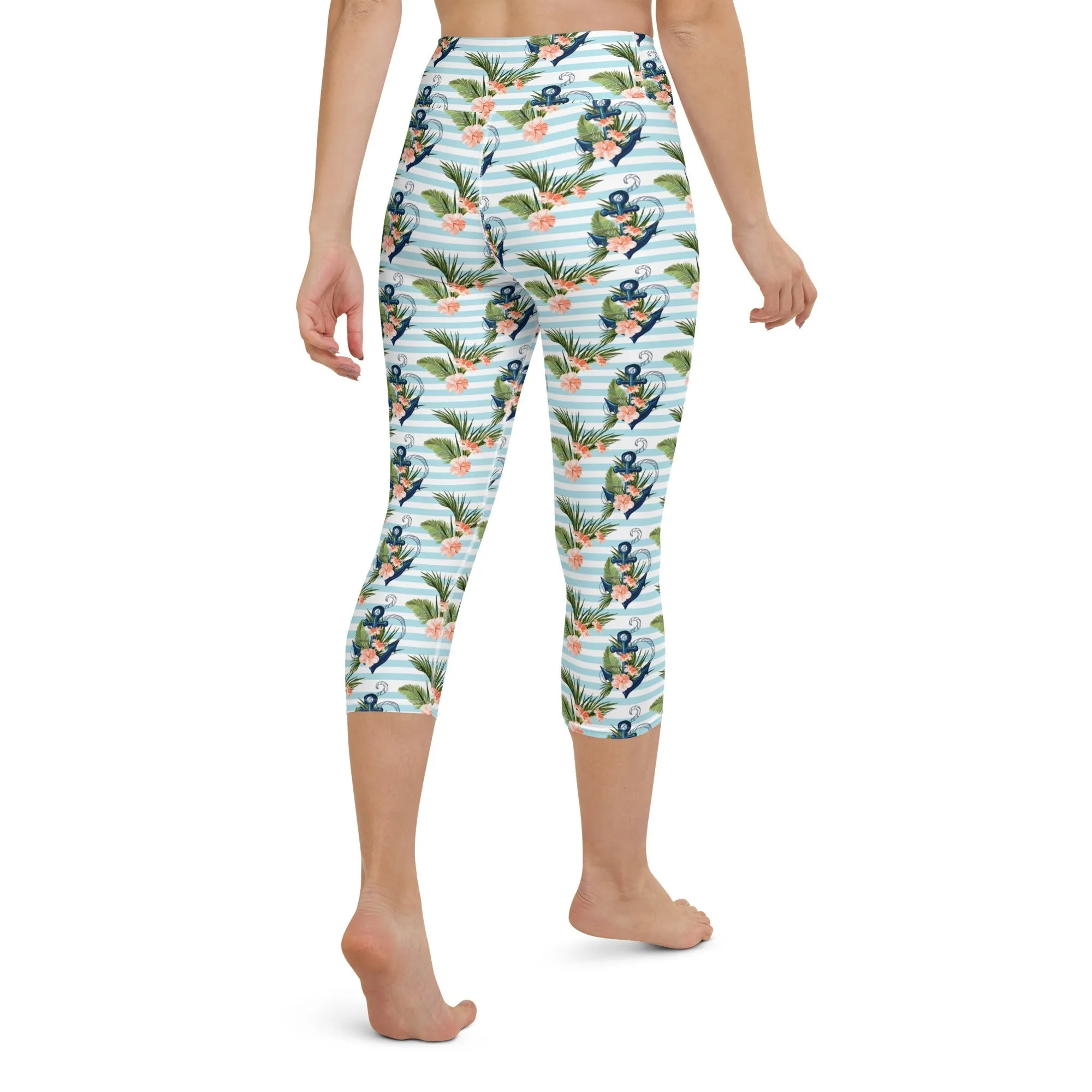 Floral Anchor Yoga Capris