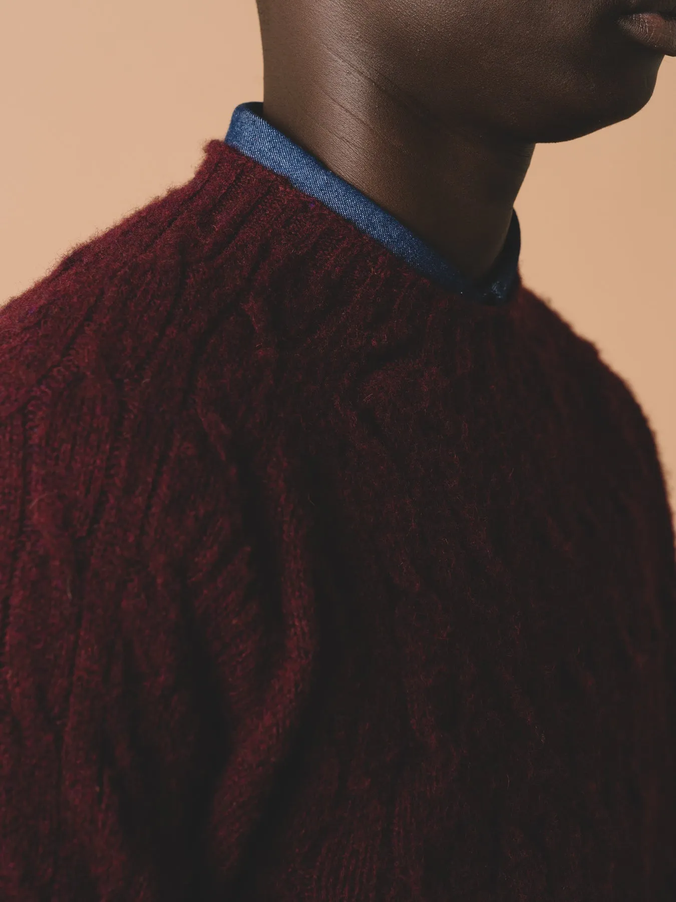 Galloway Cable Knit in Maroon Lambswool