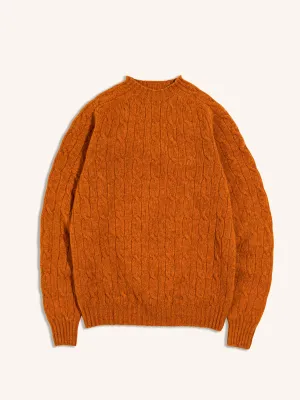 Galloway Cable Knit in Tangerine Lambswool