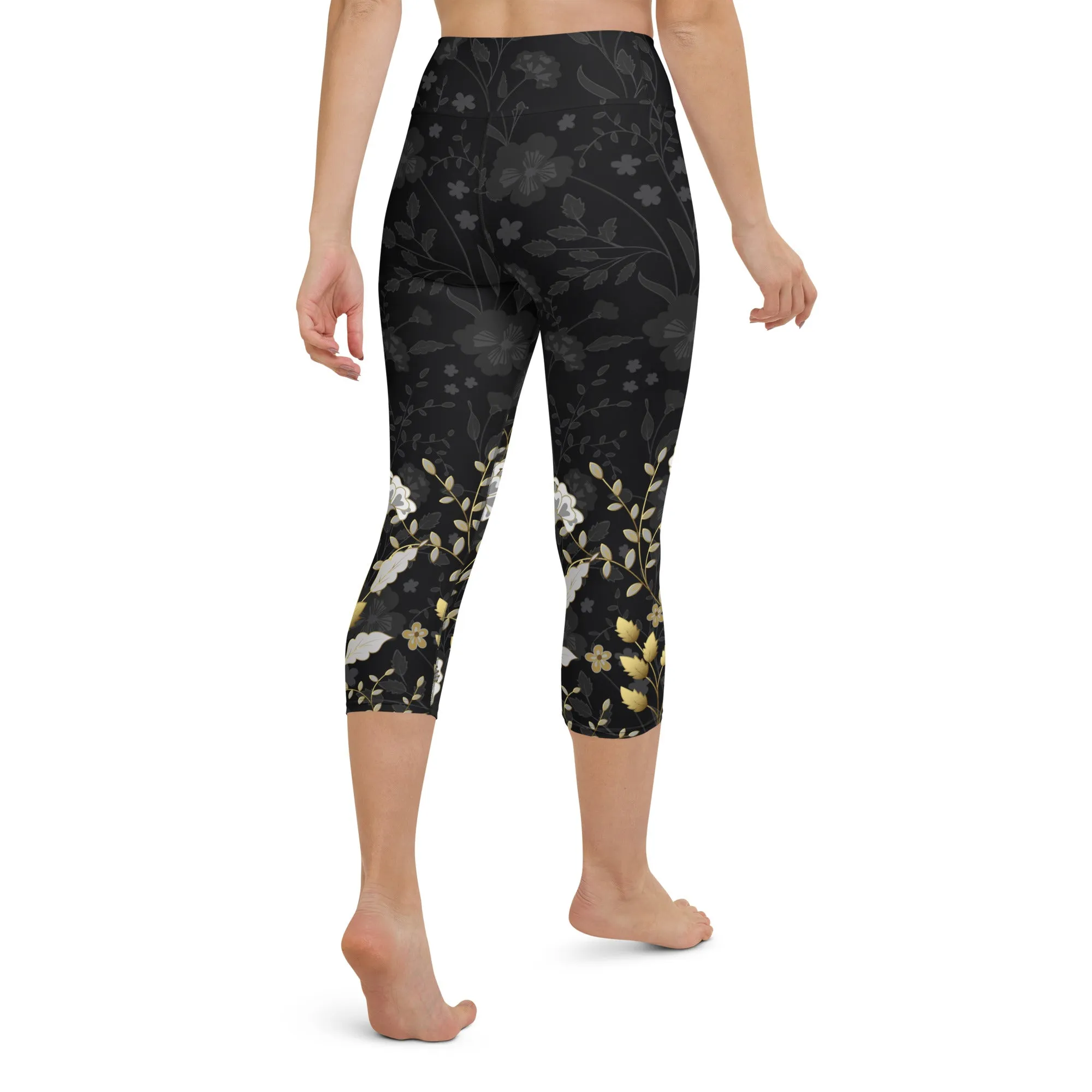 Golden Floral Yoga Capris