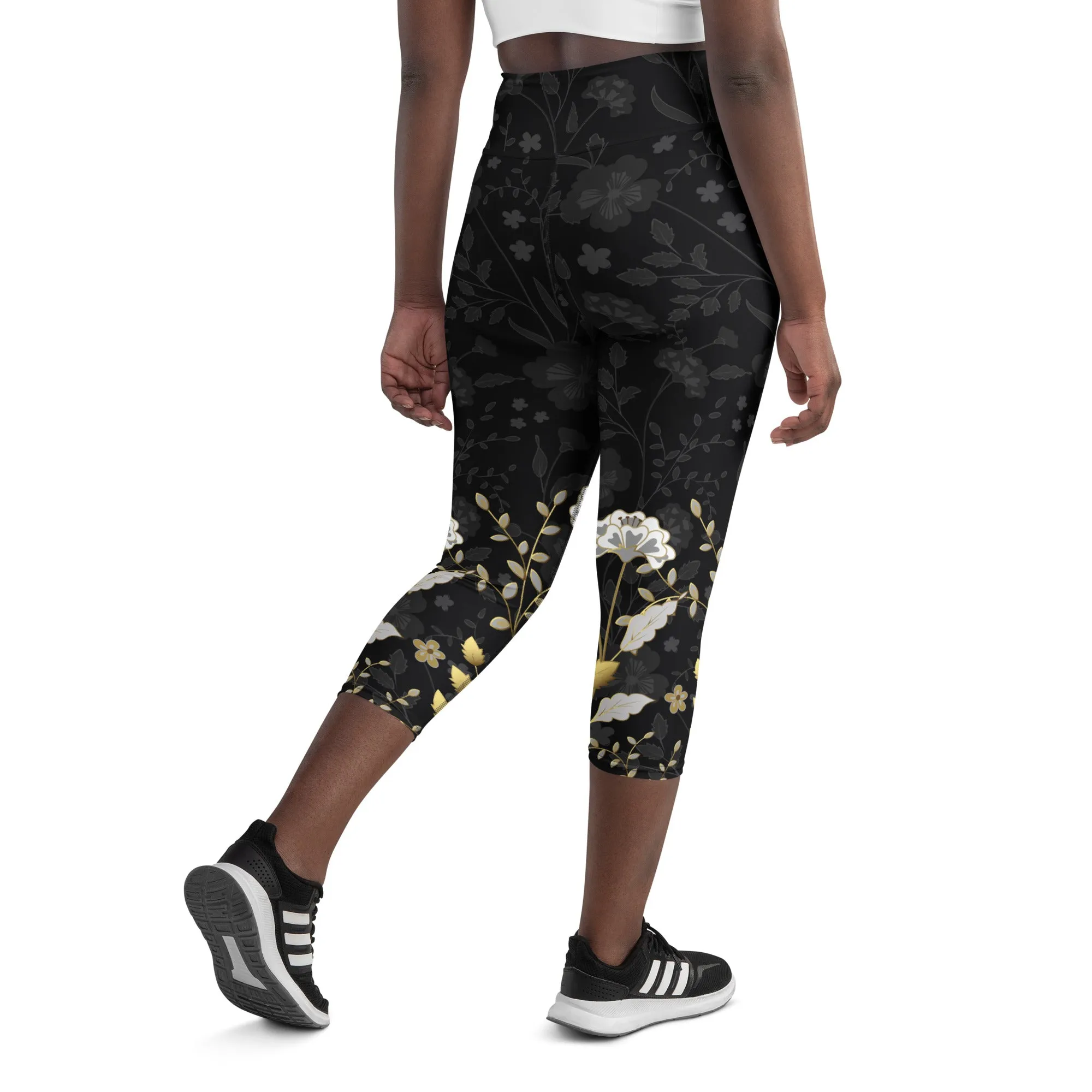 Golden Floral Yoga Capris