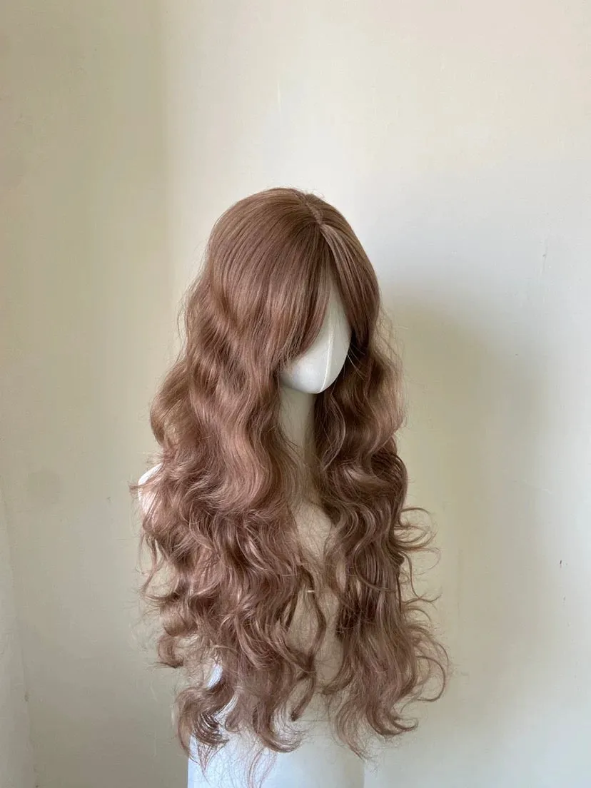 Hannah Rose Long Curly brown Wig with bangs