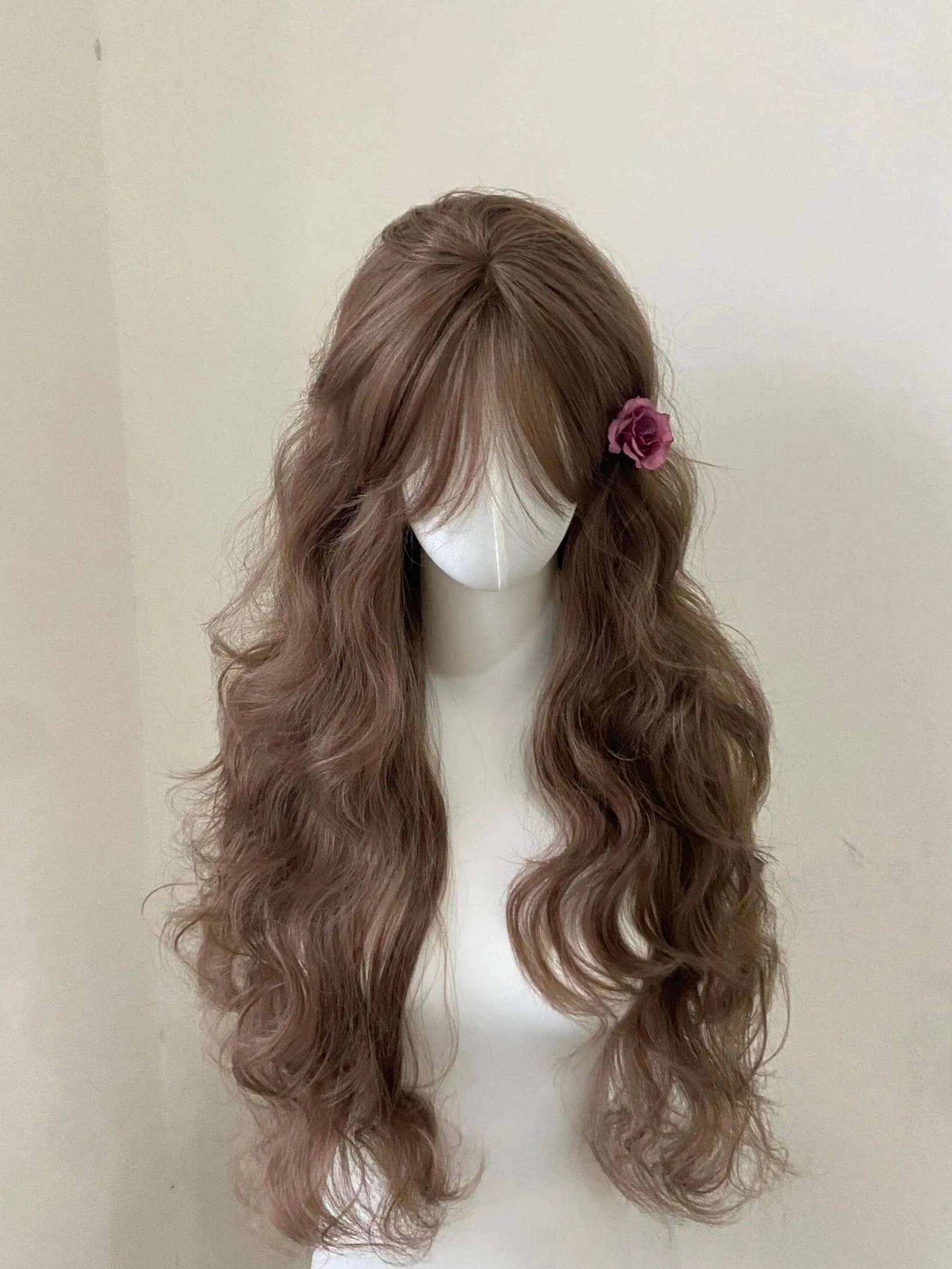 Hannah Rose Long Curly brown Wig with bangs