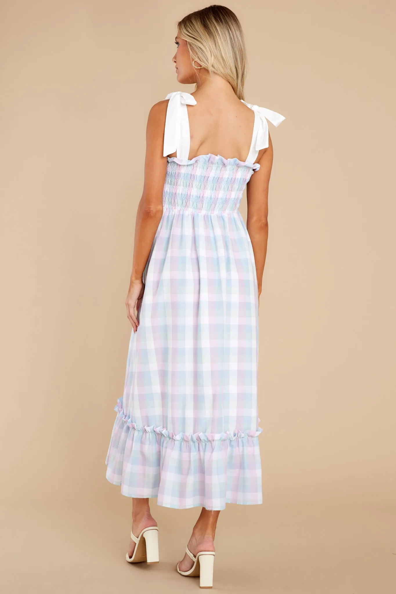 Happy Feelings Blue Plaid Midi Dress