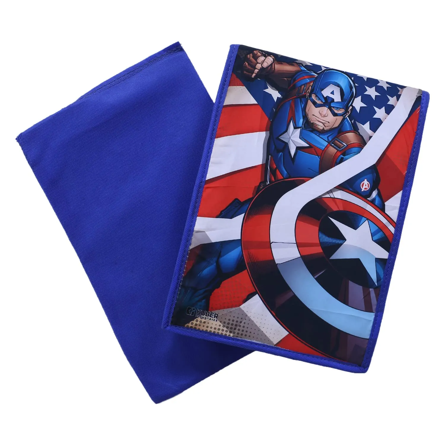 Heart Home Marvel Captain America Shirt Stacker|Foldable Shirt Stacker for Cloth|Non-Woven Wardrobe Organizer for Home With Lid (Blue)