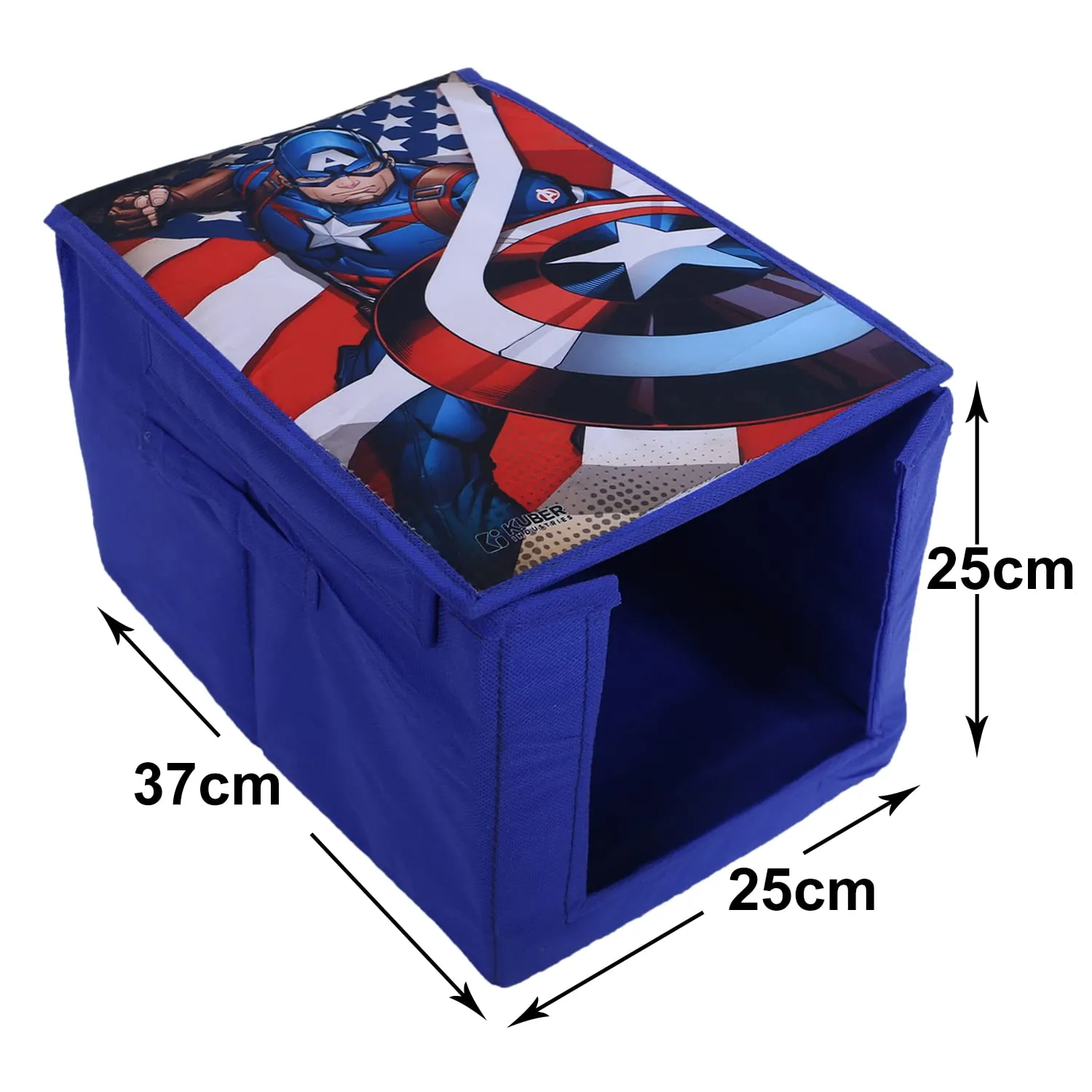 Heart Home Marvel Captain America Shirt Stacker|Foldable Shirt Stacker for Cloth|Non-Woven Wardrobe Organizer for Home With Lid (Blue)