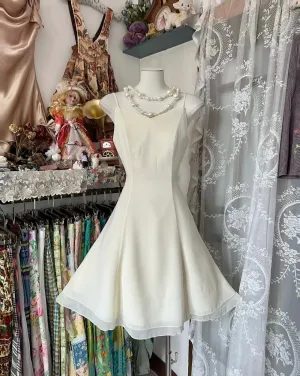 Ivory A Line Short Prom Dress Elegant Vintage Party Dress J5023