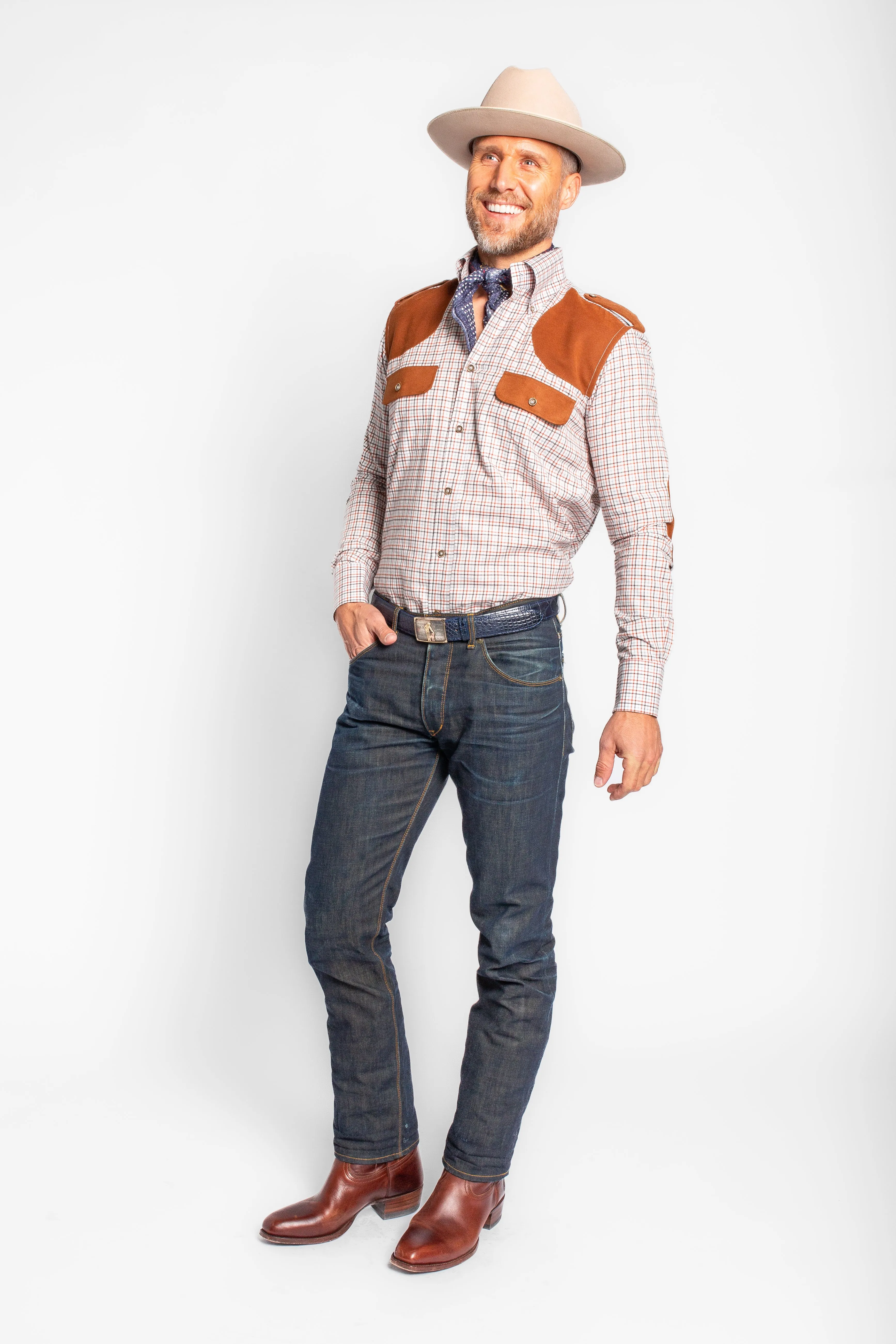 JD Field Shirt in Burnt Orange Plaid