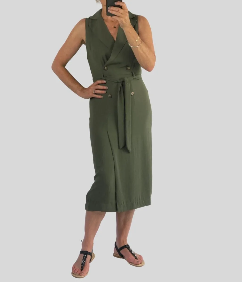 Khaki Shirt Midi Dress