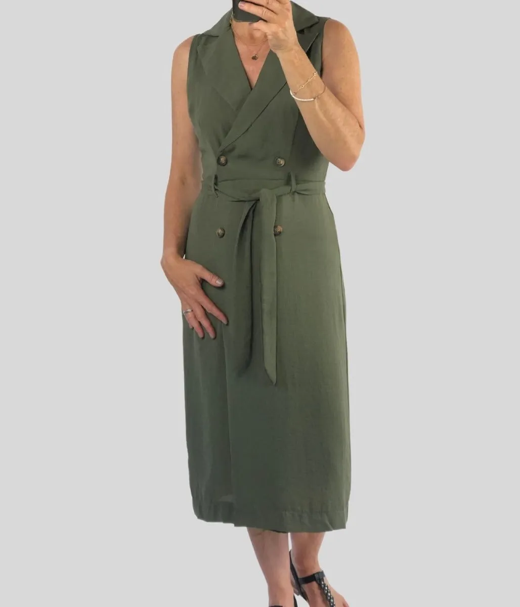 Khaki Shirt Midi Dress