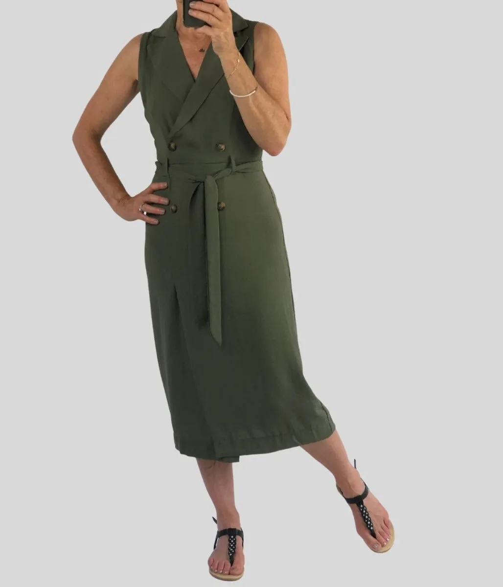 Khaki Shirt Midi Dress