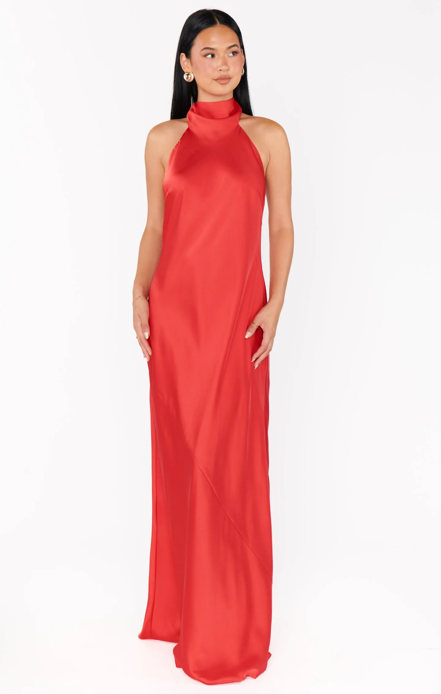 Lisa Maxi Dress ~ Red Luxe Satin