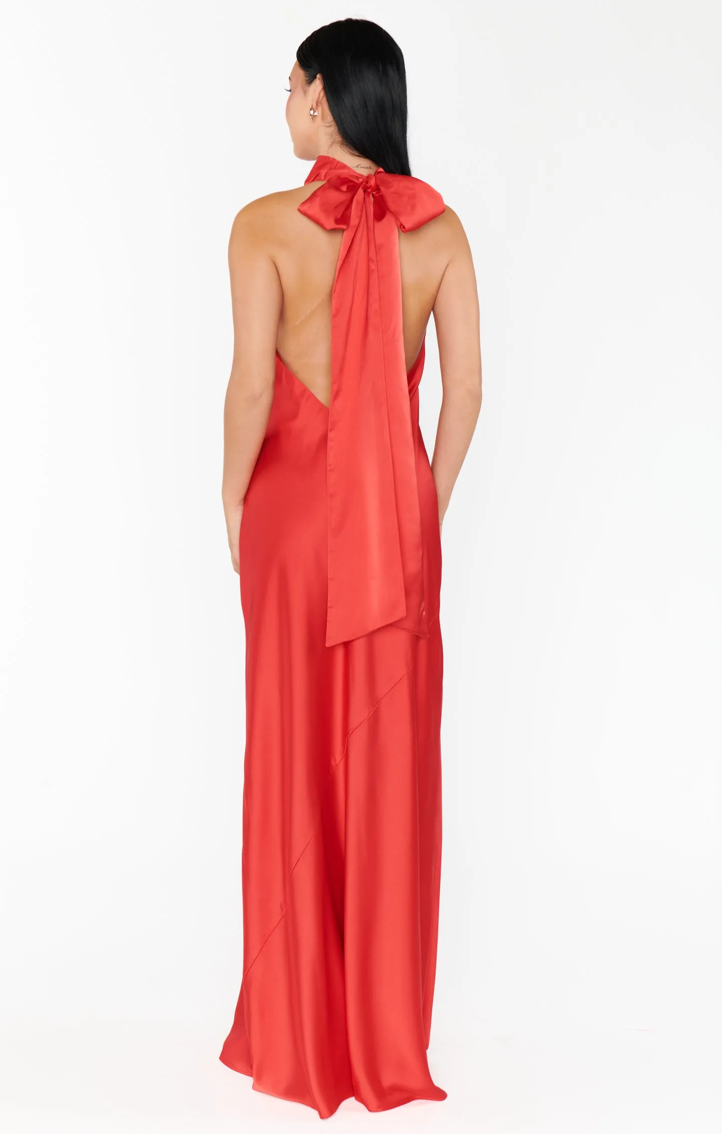 Lisa Maxi Dress ~ Red Luxe Satin