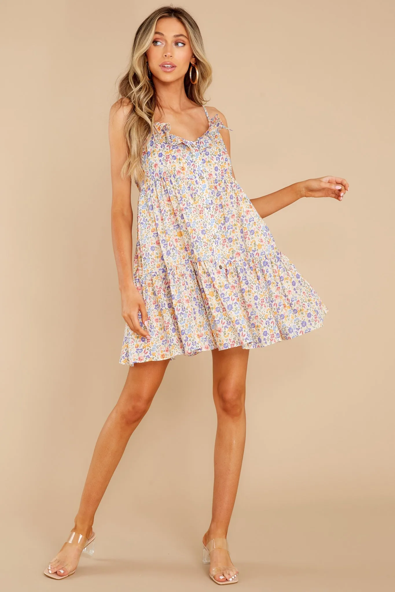 Make It Last Forever Ivory Multi Floral Print Cotton Dress