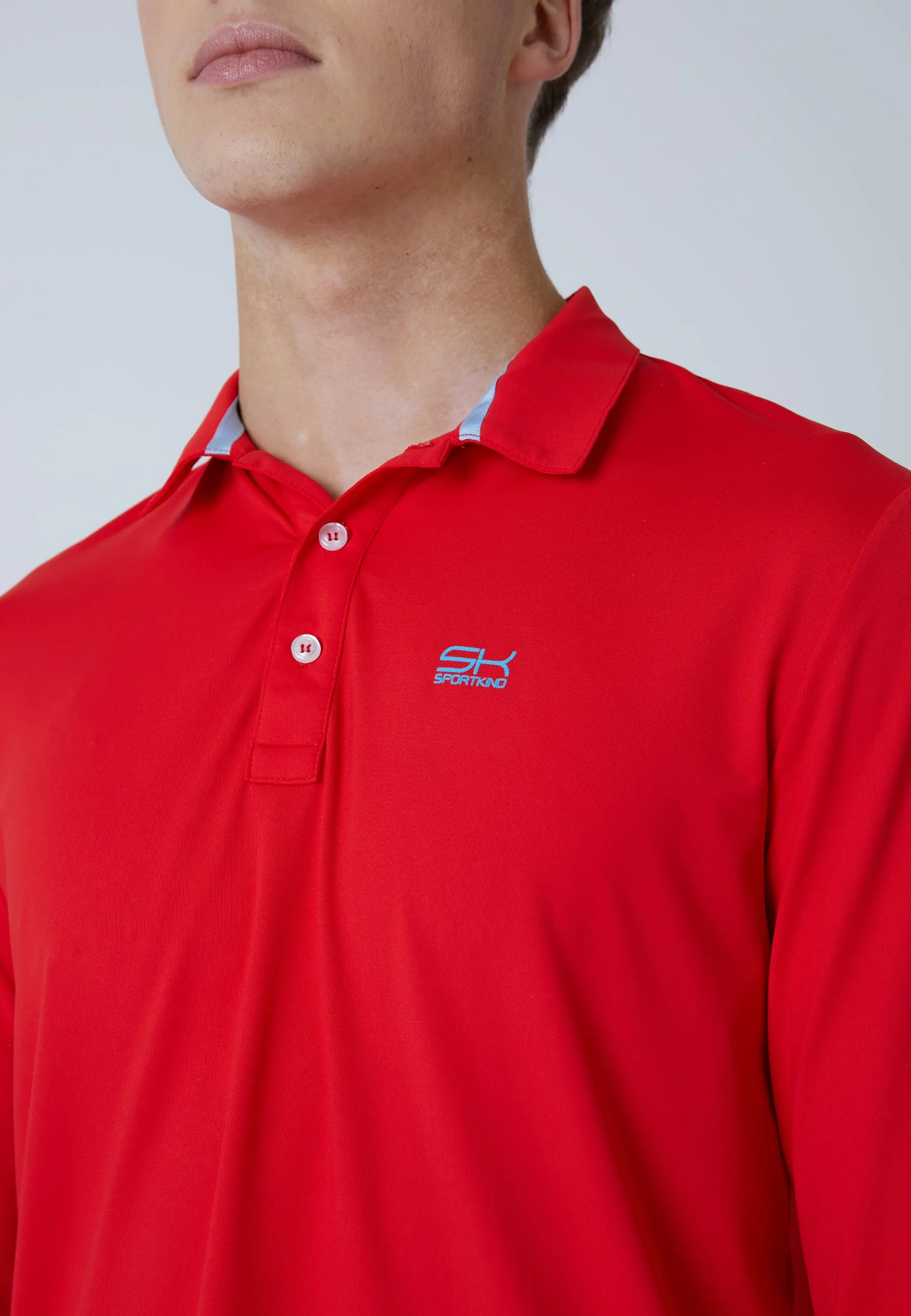 Men Tennis Longsleeve Polo Shirt, red