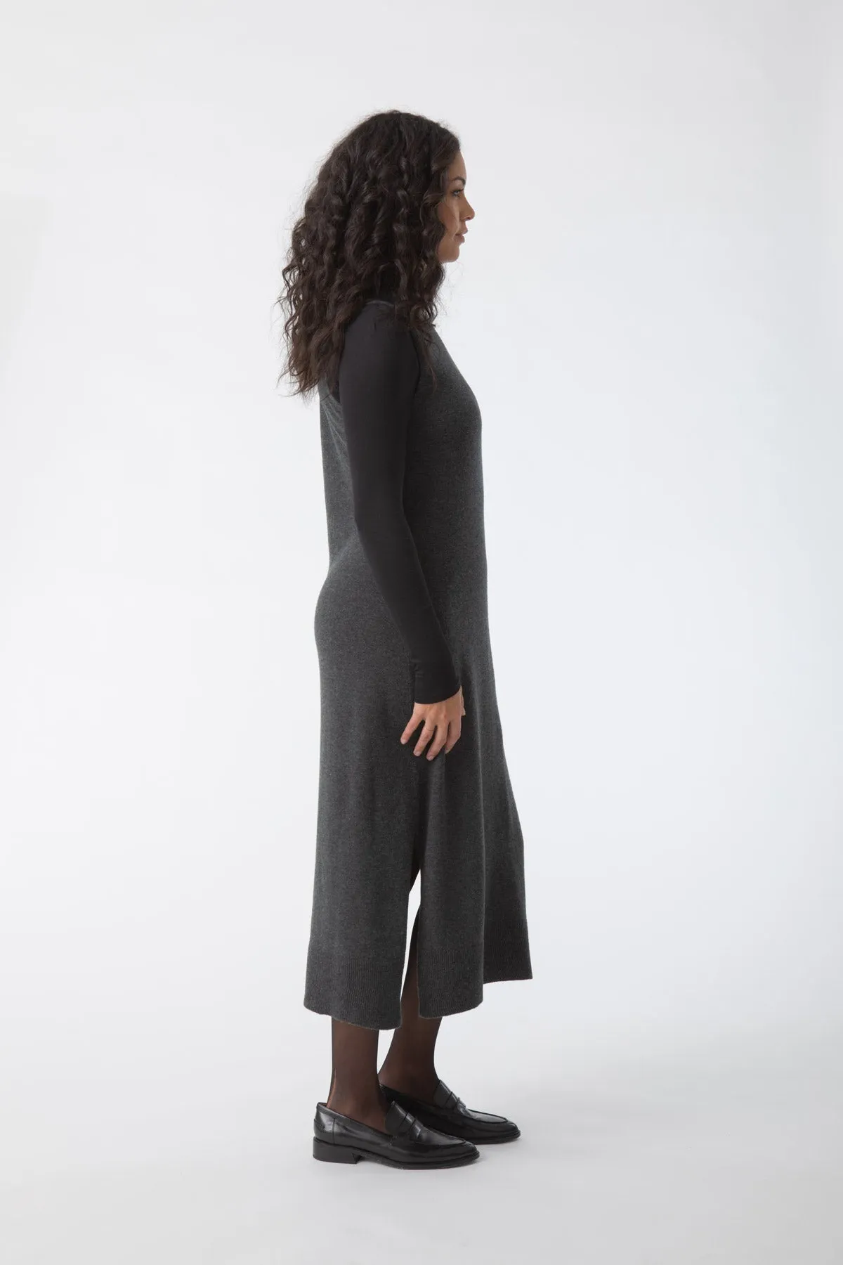 Merino Sweater Dress in Charcoal Grey