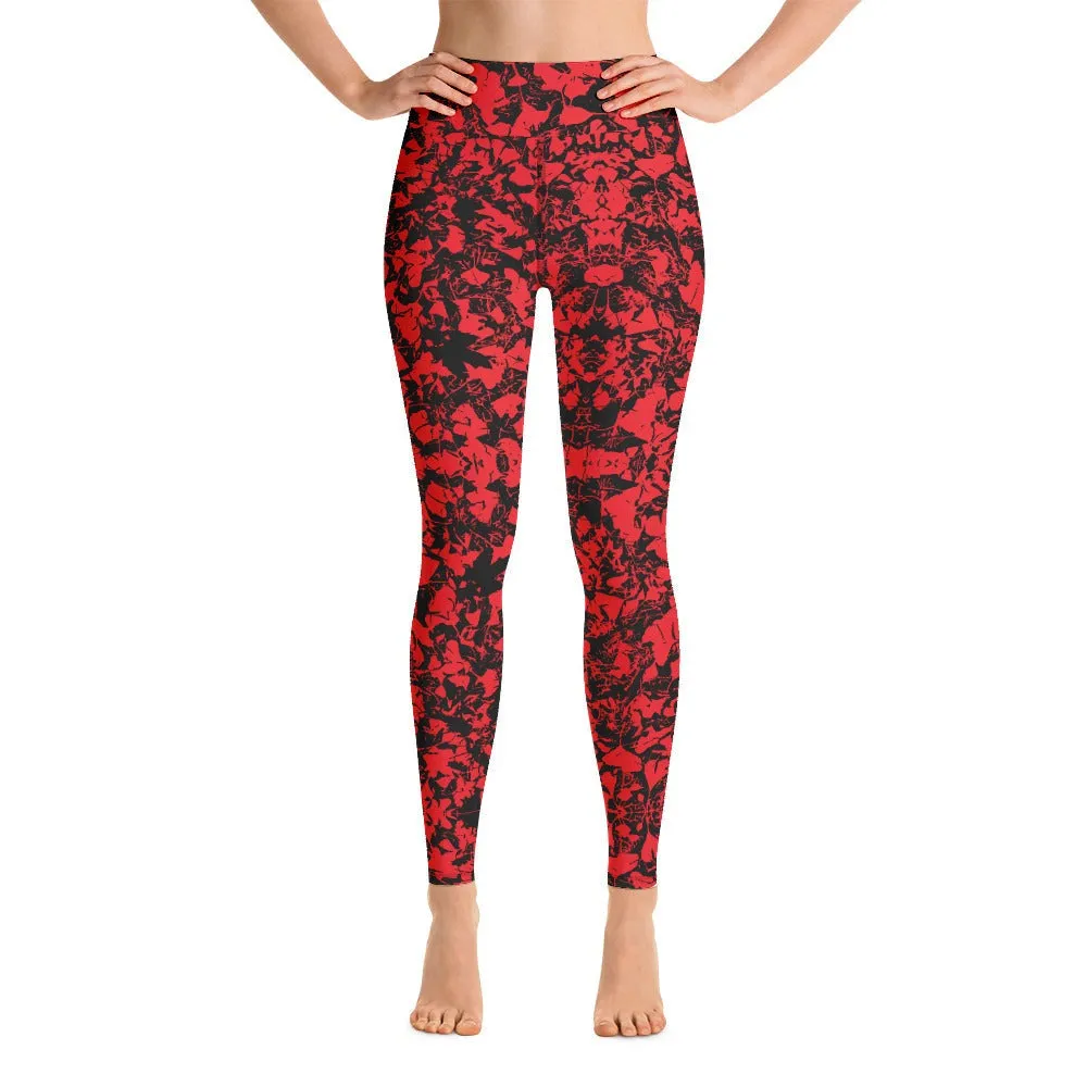 Mid Autumn Leaf Parade Multi Colors Super Soft, Stretchy, Comfortable Yoga Leggings With Pockets