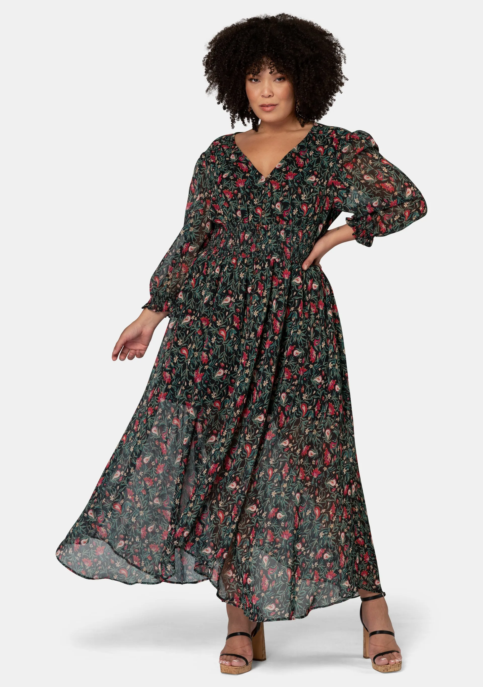 Next Universe Rose Print Maxi Dress