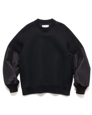 Nylon Twill x Sponge Sweat Pullover Black