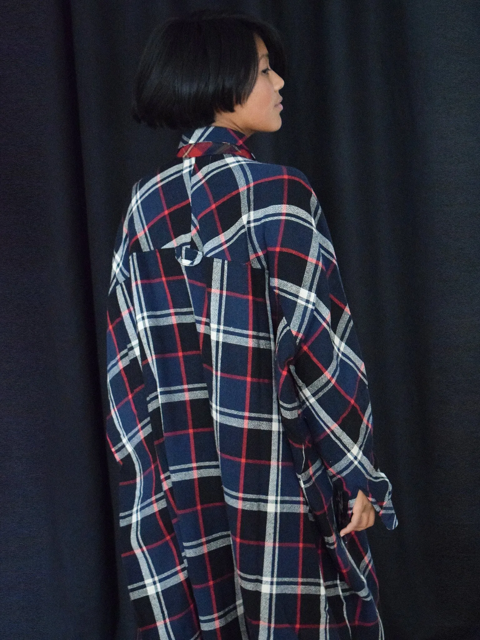 Olof shirt dress, navy & red checks