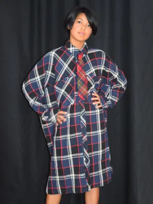 Olof shirt dress, navy & red checks