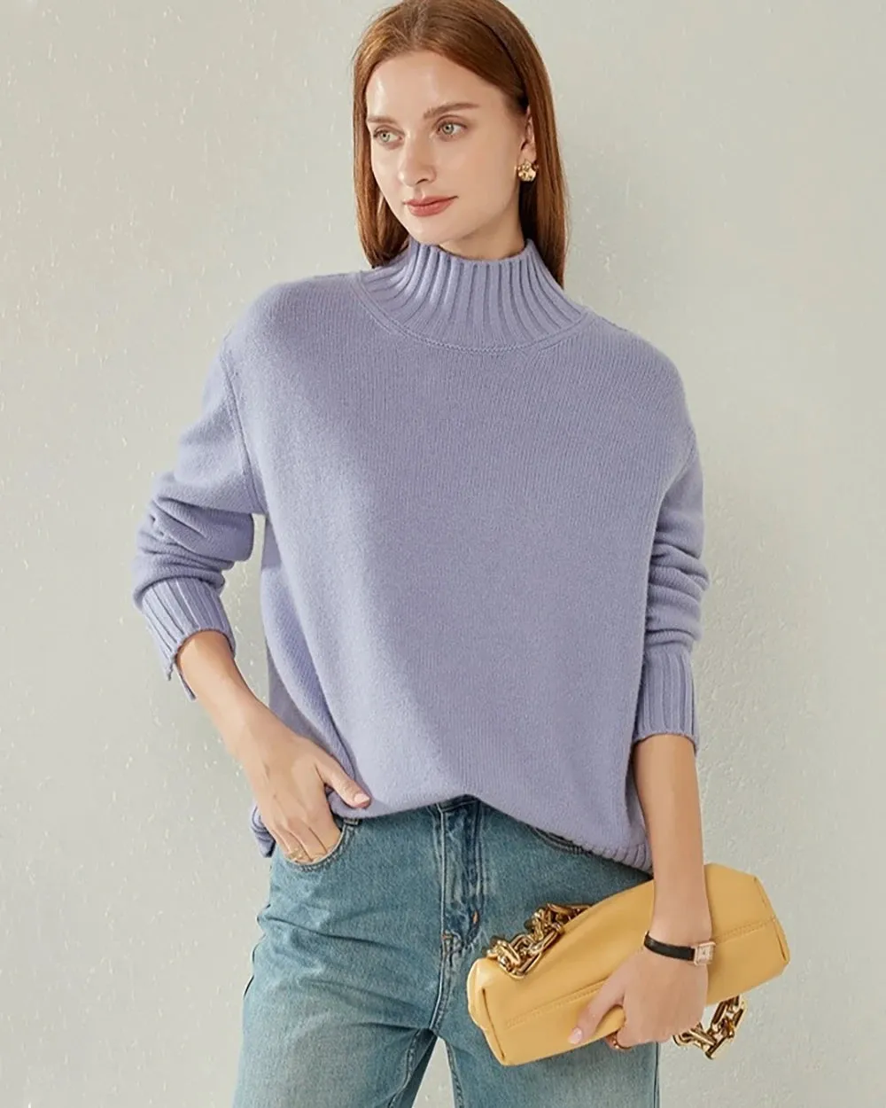 Oversized Mock-Neck Cashmere Sweater