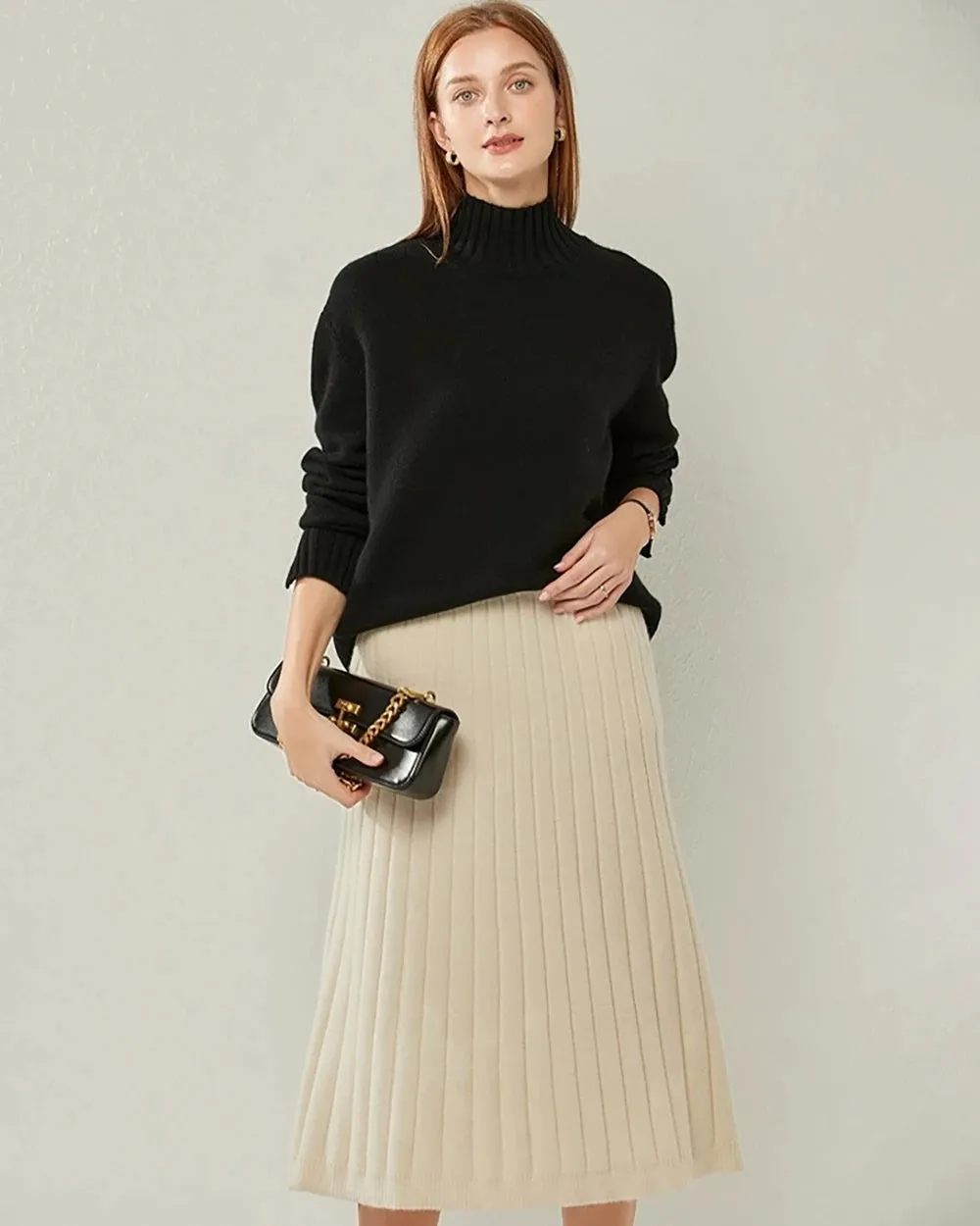 Oversized Mock-Neck Cashmere Sweater