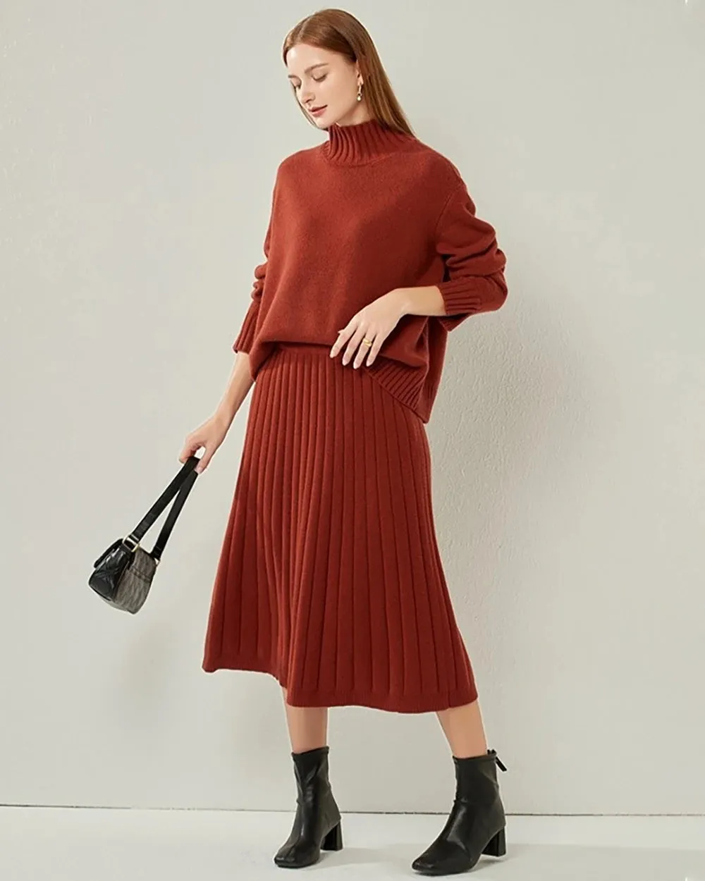 Oversized Mock-Neck Cashmere Sweater