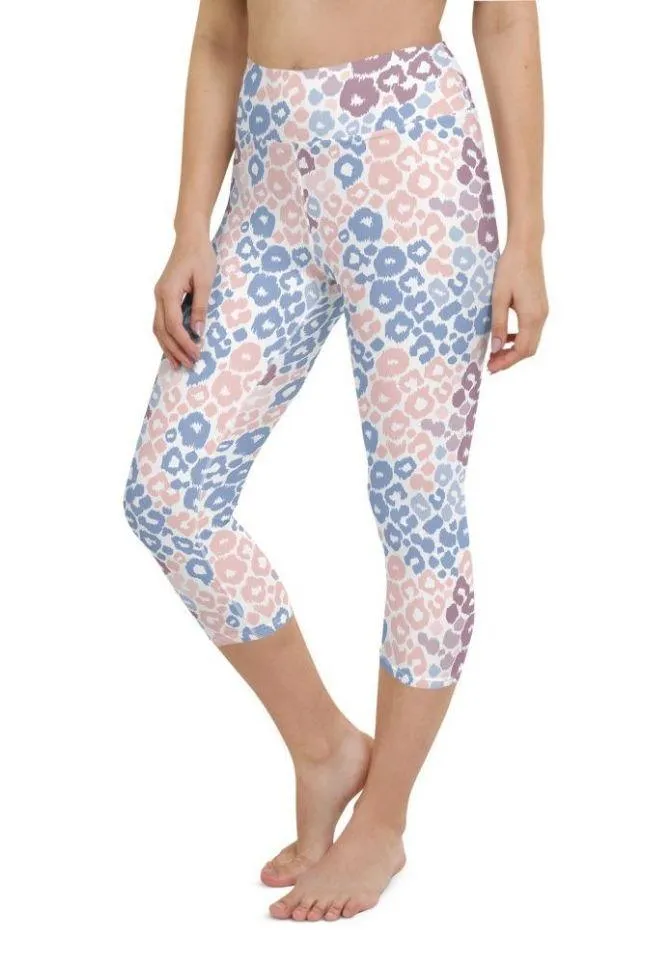 Pastel Leopard Print Yoga Capris