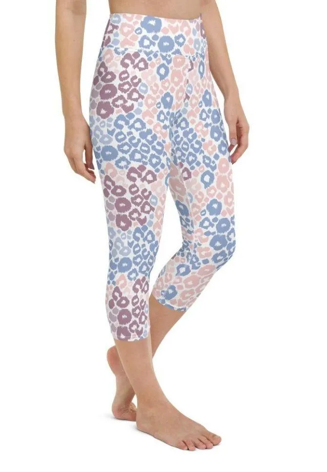 Pastel Leopard Print Yoga Capris