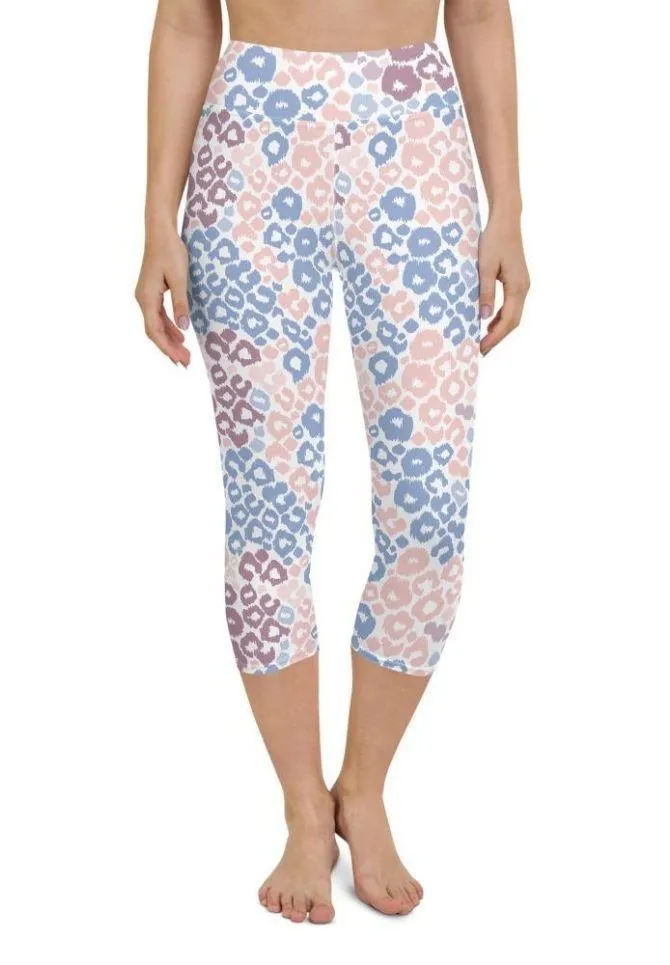 Pastel Leopard Print Yoga Capris