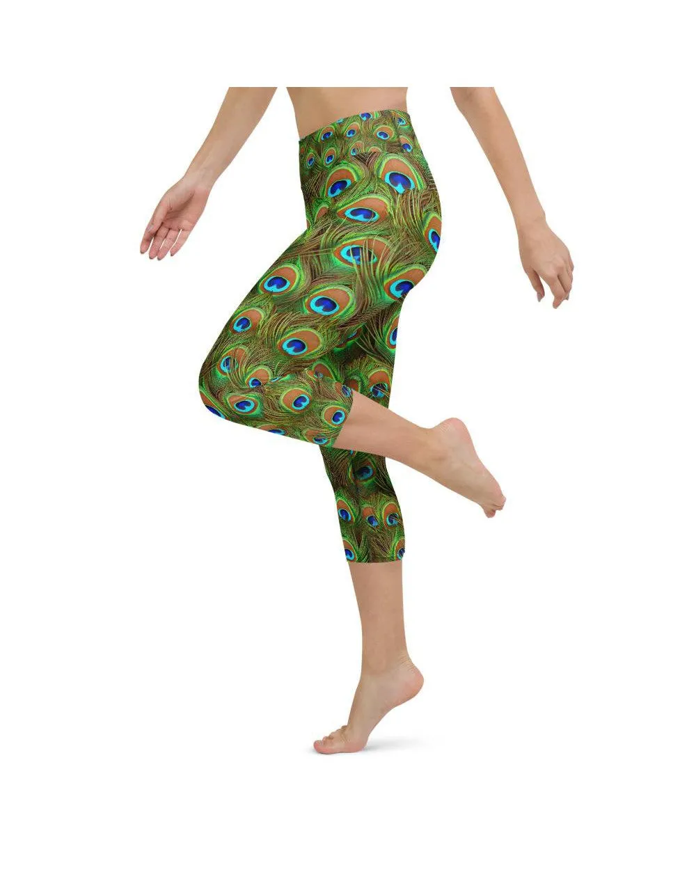 Peacock Feathered Yoga Capris