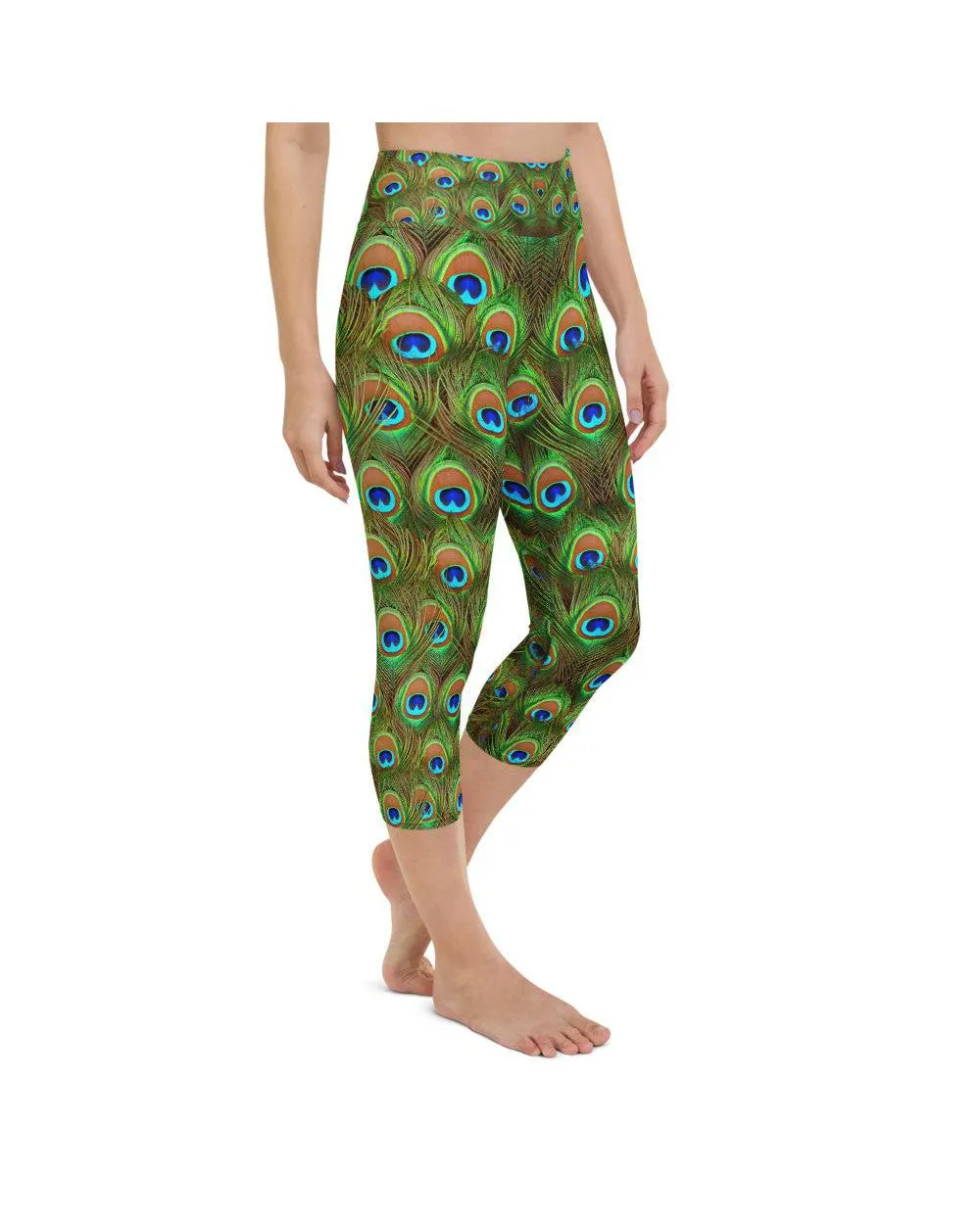 Peacock Feathered Yoga Capris