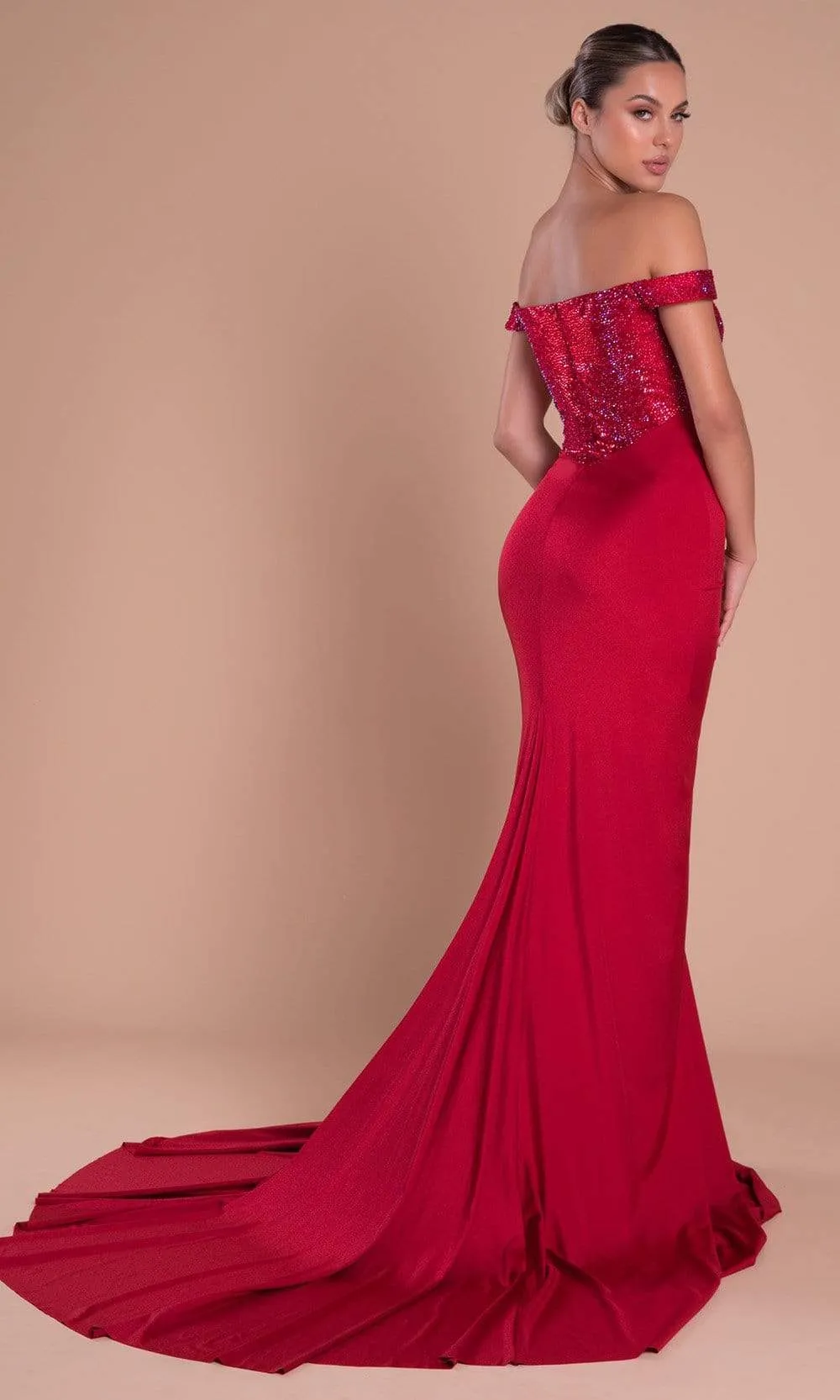 PORTIA & SCARLETT PS21232 Stunning Off-Shoulder Gown with Trumpet Silhouette