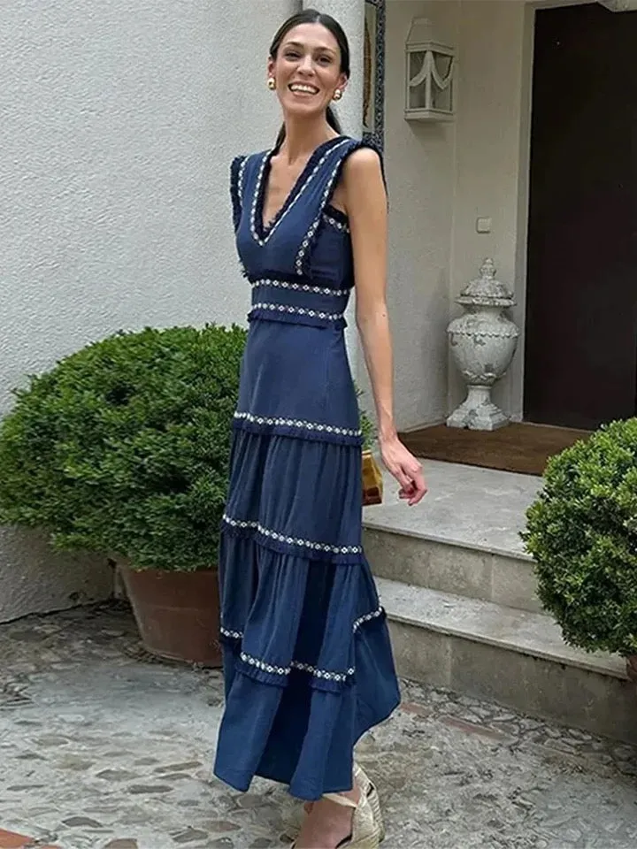 Rapunzel Cotton Summer Dress in Blue - Luxe Collection