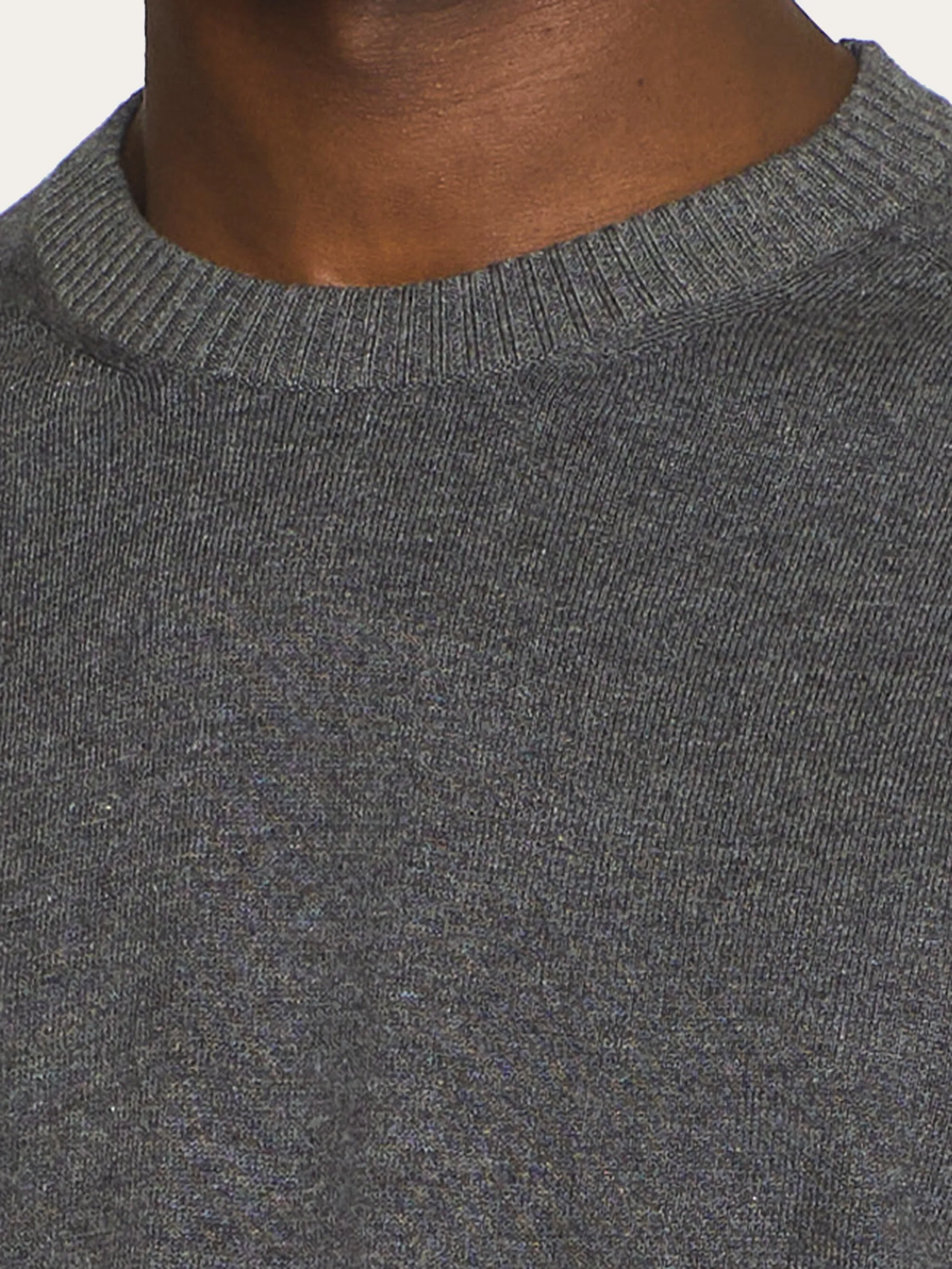 Regular merino knit crew neck - RWS - Dark Grey Melange