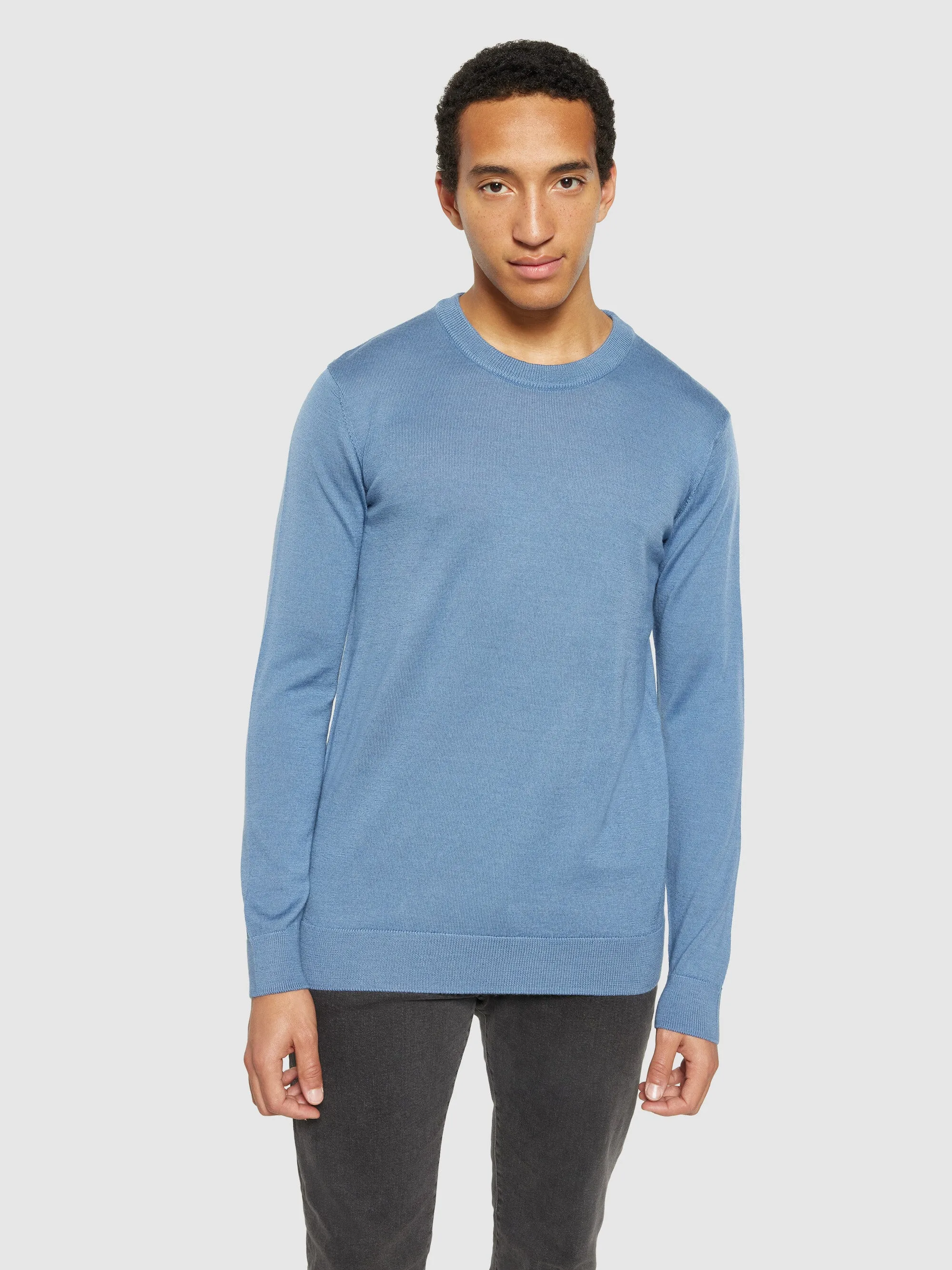 Regular merino knit crew neck - RWS - Moonlight Blue