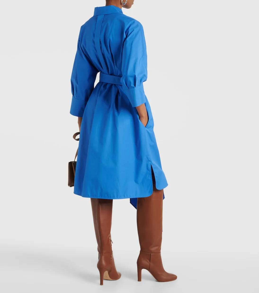 'S Max Mara' cotton poplin shirt dress, blue