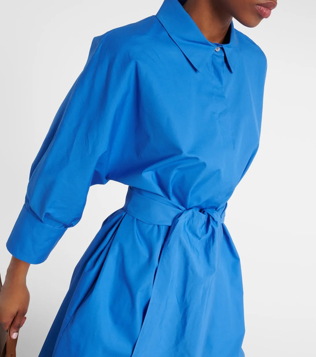 'S Max Mara' cotton poplin shirt dress, blue