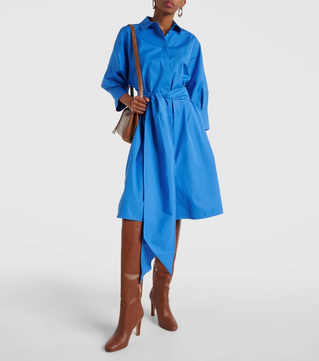 'S Max Mara' cotton poplin shirt dress, blue