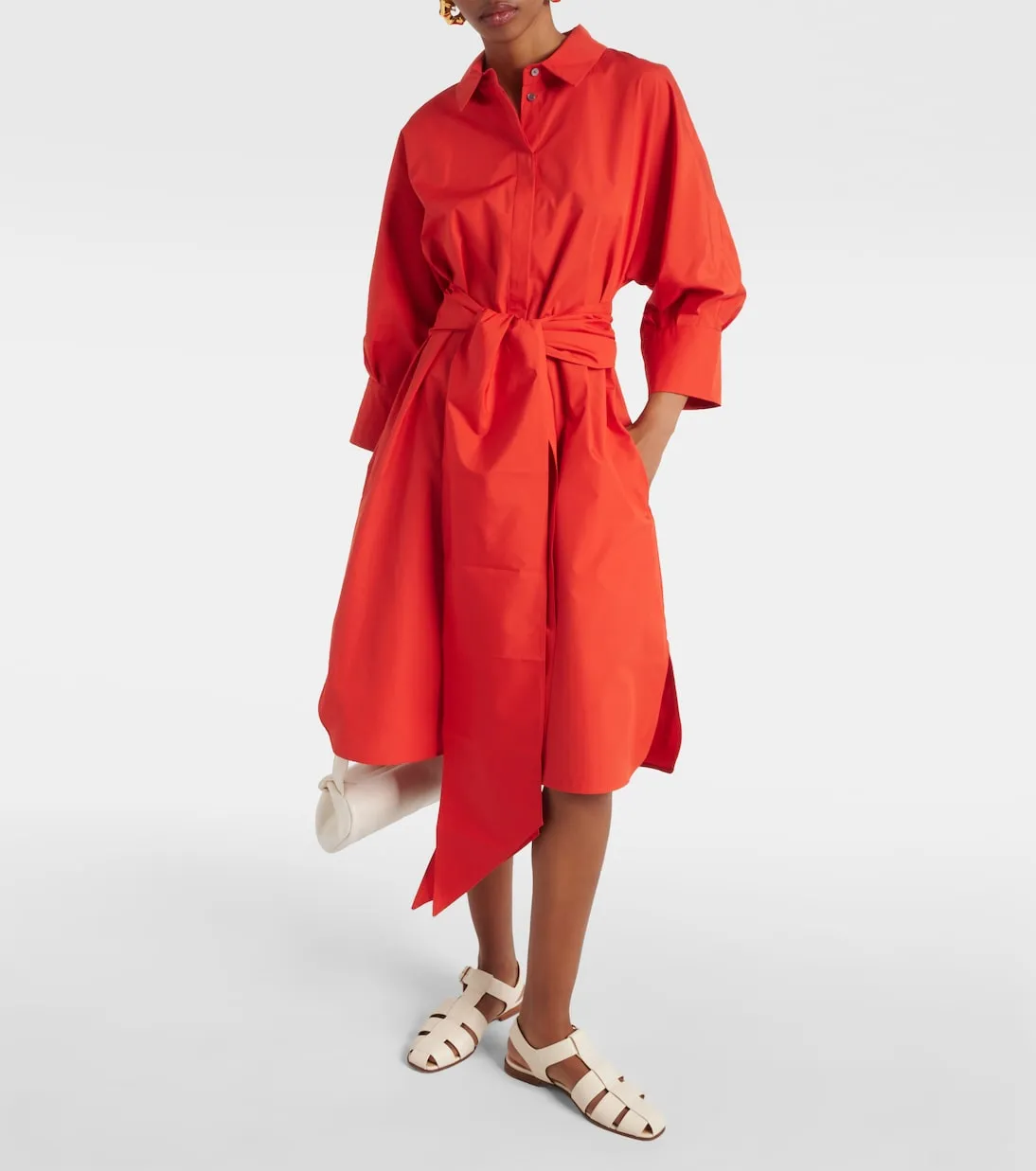 'S Max Mara' cotton poplin shirt dress, orange